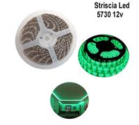 STRISCIA LED VERDE 5MT SMD 5730 ALTA LUMINOSITÀ 12V 15W BOBINA ADESIVA TE-B0489
