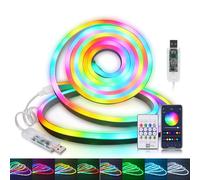 Striscia LED WS2812B, USB 5V RGB Neon Striscia luminosa LED, 7X13MM 33 LEDs/m Colore IP67 impermeabile LED Nastro Con USB 24 chiave IR Bluetooth Music Controller per la decorazione interna esterna.