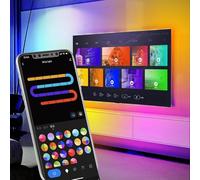 Striscia Luminosa A LED, Retroilluminazione A LED TV con Scatola di Sincronizzazione Hdmi, Luci A LED Che Cambiano Colore RGB Music SYNC, Controllo App, Neon di Illuminazione Fles, 75”-85”