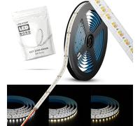 Striscia luminosa LED CCT professionale, 24 V, 5 m, autoadesiva, intensità regolabile, colori: bianco caldo, bianco freddo, bianco neutro, durata 30000 ore, 6500 Kelvin, 240 LED SMD per metro, serie chip 2216