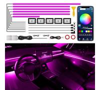 Striscia luminosa LED interna per auto in acrilico con APP wireless, 14 in 1 con 145 cm 593 LED Striscia luminosa al neon LED, luci ambientali per auto RGB con sincronizzazione musicale dinamica
