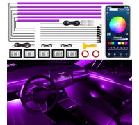 Striscia luminosa LED interna per auto in acrilico con APP wireless, accessori per auto 18 in 1 con 149 cm 593 LED kit di illuminazione ambientale per auto in fibra ottica, striscia LED neon RGB
