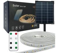 Striscia luminosa solare per esterni dimmerabile, 3,2 V, flessibile, impermeabile IP65, luci a LED con telecomando e scelta per giardino, luce calda 2700K
