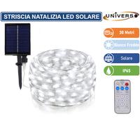 30m STRISCIA NATALIZIA 300 LED DA ESTERNO CON PANNELLO SOLARE E TELECOMANDO IP65 [EEK: A]