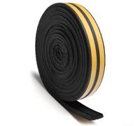 Striscia paraspifferi in schiuma, 10 m, a forma di E, autoadesiva, isolante per porta, per risparmio energetico, colore nero