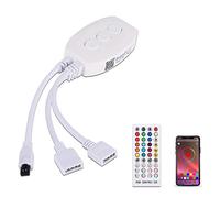 Striscia RBG LED Controller Bluetooth, ALED LIGHT Controller di Luce Luminose LED Strisce Controllo Remoto Senza Fili Bluetooth con 24 Tasti Telecomando IR App Controllo Intelligente per Android/IOS