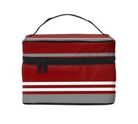 Striscia rossa, grigia e bianca, Borsa per il trucco Borsa per cosmetici Borsa da viaggio portatile da viaggio Astuccio per matite