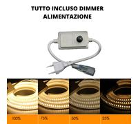 striscia strip led 220V dimmerabile interruttore smd 2835 luce calda fredda IP65 [EEK: A+++]