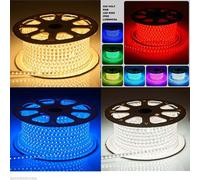 STRISCIA STRIP LED BOBINA 5050SMD RGB CALDA 220V BIANCA TUBO ESTERNO 100M NATALE