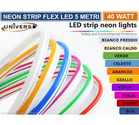 STRISCIA STRIP LED NEON FLEX 5 METRI DC12V IMPERMEABILE ESTERNO IP65 MODELLABILE