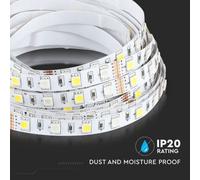 Striscia Strip LED V-TAC 12V 10.8W/m 60LED/m RGB 5mt IP20 - Luce Calda 3000k