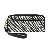 Striscia zebrata naturale, Borsa per il trucco Borsa per cosmetici Borsa da viaggio portatile da toilette Astuccio in pelle per donne e ragazze