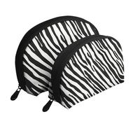 Striscia zebrata naturale, Borsa per trucco a conchiglia Portamonete da donna Borsa da toilette piccola Borsa per cosmetici 2 pezzi