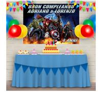 Striscione 200cmX100cm Banner maxi AVENGERS PERSONALIZZATO Compleanno CON NOME
