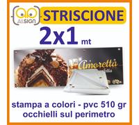 STRISCIONE 2x1 mt IN PVC da 550 gr/mq STAMPA PERSONALIZZATA banner pubblicitario