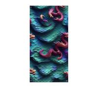 Striscione 3D con scaglie di drago magico per porta, 90 x 180 cm, striscioni per feste, cartello di benvenuto stagionale, decorazione verticale da appendere per portico, ingresso, giardino