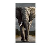 Striscione 3D per porta a forma di elefante, 90 x 180 cm, striscioni per feste, cartello di benvenuto stagionale, decorazione verticale per porta, portico, ingresso, giardino, decorazione
