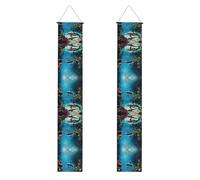 Striscione 3D per porta del Ringraziamento con stampa di pesci del mondo sottomarino, decorazione per esterni, per interni ed esterni, facile da appendere riutilizzabile