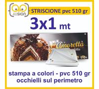 STRISCIONE 3x1 mt IN PVC da 550 gr/mq STAMPA PERSONALIZZATA banner pubblicitario