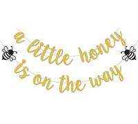 Striscione "A Little Honey Is On The Way" con glitter dor