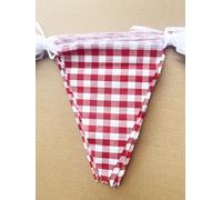 Striscione a quadretti in tessuto di cotone rosso e bianco, 16 metri, decorazione per feste, bandierine triangolari a quadretti, per carnevale, picnic, compleanno, baby shower, decorazioni da giardino