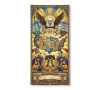 Striscione artistico vintage per porta, design con aquila della libertà con mappa degli Stati Uniti, decorazione patriottica per interni ed esterni, per il giorno dell'indipendenza, 91 x 182 cm
