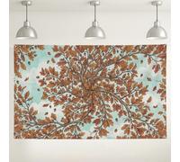 Striscione autunnale con illustrazione di querce e boschi, 180 x 109 cm | Illustrazione disegnata a mano, sfondo fotografico, estetica del bosco, decorazione da parete stagionale
