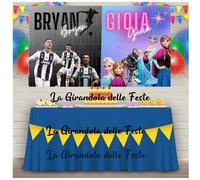 Striscione Banner 2 PERSONAGGI 200x100cm PERSONALIZZATO Compleanno Frozen Ronald