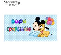 Striscione Banner COMPLEANNO buon compleanno BABY TOPOLINO AZZURRO BABY PLUTO