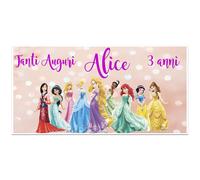 Striscione Banner COMPLEANNO PERSONALIZZATO PRINCIPESSE DISNEY NOME ETà FESTA