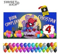 Striscione Banner COMPLEANNO PERSONALIZZATO SPIDEMAN NOME ETA' FESTA ALLESTIMENT