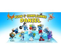 Striscione Banner I PUFFI PERSONALIZZATO Compleanno CON NOME