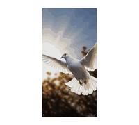 Striscione bianco con colomba che vola nel sole, 90 x 180 cm, striscioni per feste, cartello di benvenuto stagionale, decorazione verticale per porta, portico, ingresso, giardino, decorazione
