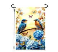 Striscione Bird Hydrangea Spring Summer Bluebird Hydrangea Bandiera da