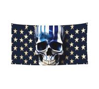 Striscione blu con stelle e teschio, decorazione per interni ed esterni, festivi per feste di Halloween, eventi