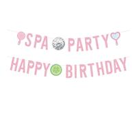 Striscione Buon Compleanno per Feste in Spa, Decorazioni Feste in Spa con Glitter Rosa Pre-Infilate Specchio Il Trucco con Palla Discoteca Articoli per Festes Ragazze Donne Festes Compleanno