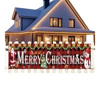 Striscione Buon Natale | Decorazioni Per Feste Con Pupazzo Di Neve E Babbo Natale - Decorazioni Buon Sfondi Per Feste | Per Giardino Patio Inverno Garage Porta D'Ingresso Casa Ufficio Scuola Fa