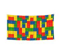 Striscione colorato con stampa a mattoncini su un lato per decorazioni festive, compleanni, anniversari, matrimoni, festività