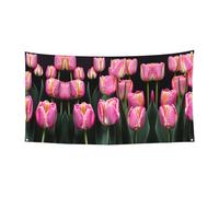 Striscione colorato con stampa rosa e tulipani per la decorazione del partito di compleanno Halloween e anniversario di matrimonio