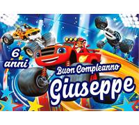 STRISCIONE compleanno - Blaze and the monster machines - CON NOME ed età bimbo/a