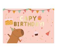 Striscione Compleanno di Capibara, 150x100 cm Decorazioni per Feste a Forma Capibara Rosa Striscione di Buon Compleanno Bambine e Ragazzi Decorazioni per Feste All'Interno e All'Esterno