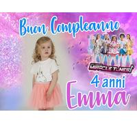STRISCIONE compleanno - Miracle Tunes - CON NOME foto ed età bimbo/a