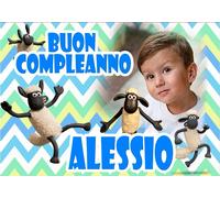 STRISCIONE compleanno - Shaun Vita da Pecora - CON NOME foto ed età bimbo/a