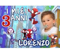 STRISCIONE compleanno - Spidey and his Amazing Friends - NOME foto ed età bimb