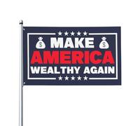 Striscione con bandiera 4x6 "Make America Wealthy Again" - Arazzo decorativo per feste natalizie, asta portabandiera inclusa