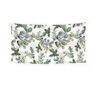 Striscione con foglie di eucalipto verdi stampate su un lato per decorazioni festive, compleanni, anniversari, matrimoni, festività