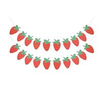 Striscione con fragole, striscione dolce con bacche, ghirlanda di fragole glitterate, fornitura a tema fragola per compleanno baby shower decorazione per feste a tema fragola, 2 pezzi