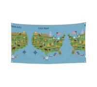 Striscione con mappa degli Stati Uniti con icone stampate stampate da appendere per feste di Halloween, confezione da 1 pezzo, ideale per riunioni di Natale di Halloween