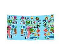 Striscione con mappa del Sud America con icone stampate da appendere per feste di Halloween, confezione da 1, ideale per riunioni di Natale di Halloween