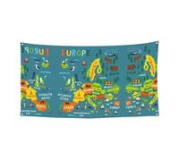 Striscione con mappa dell'Europa con stampa colorata da appendere per feste di Halloween, confezione da 1, ideale per feste di Halloween e Natale